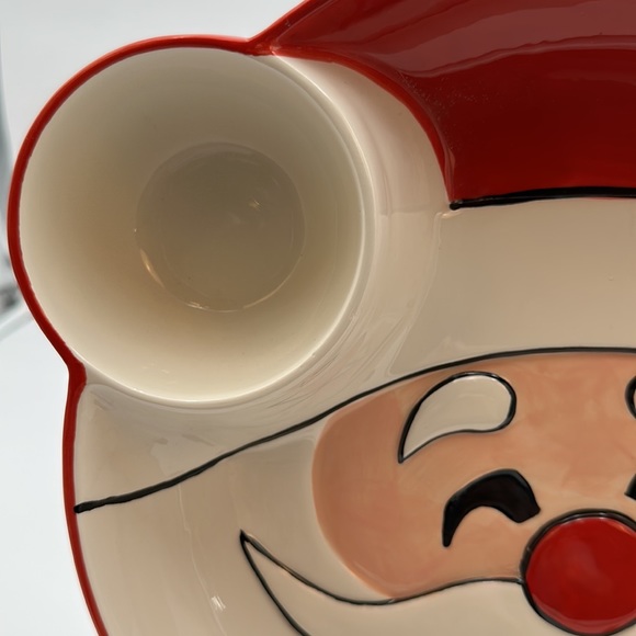 Essential Home Christmas Holiday Chip and Dip Santa Face Ceramic Plate - Picture 3 of 16